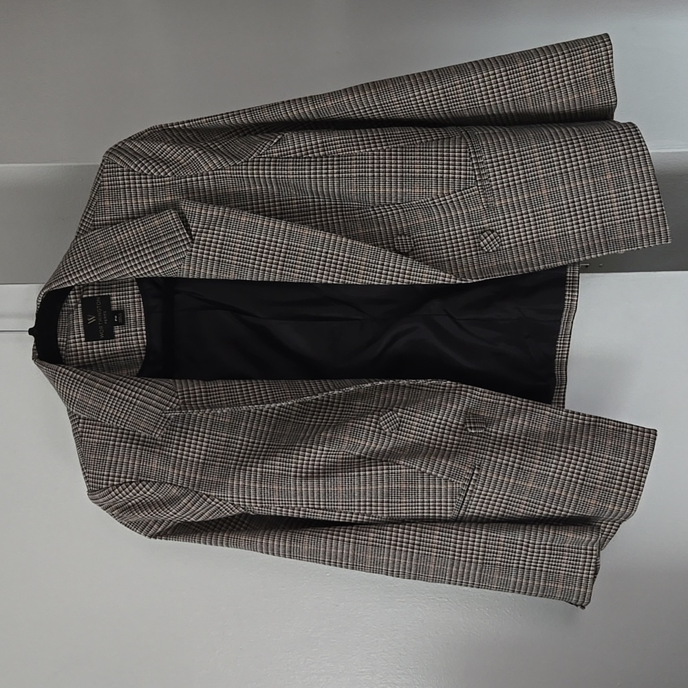 WORTHINGTON Petite Gray-Brown Plaid Blazer